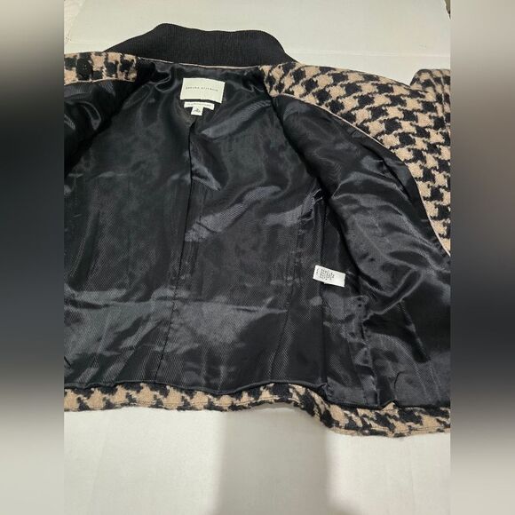Banana Republic Houndstooth Wool Jacket Size Medium In Cream And Black - Picture 6 of 11